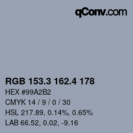 カラーコード: RGB 153.3 162.4 178 | qconv.com