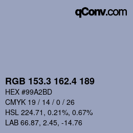 カラーコード: RGB 153.3 162.4 189 | qconv.com
