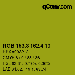 カラーコード: RGB 153.3 162.4 19 | qconv.com