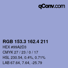 カラーコード: RGB 153.3 162.4 211 | qconv.com