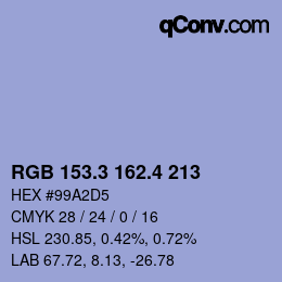 カラーコード: RGB 153.3 162.4 213 | qconv.com