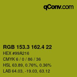 カラーコード: RGB 153.3 162.4 22 | qconv.com