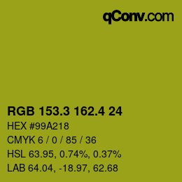 カラーコード: RGB 153.3 162.4 24 | qconv.com