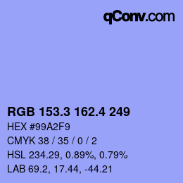カラーコード: RGB 153.3 162.4 249 | qconv.com