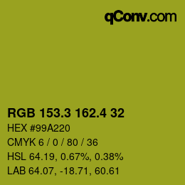 カラーコード: RGB 153.3 162.4 32 | qconv.com