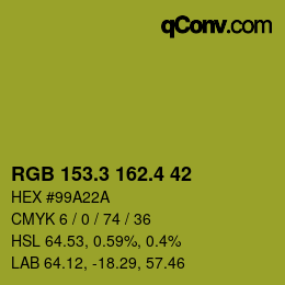 カラーコード: RGB 153.3 162.4 42 | qconv.com