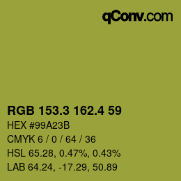 カラーコード: RGB 153.3 162.4 59 | qconv.com