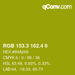 カラーコード: RGB 153.3 162.4 6 | qconv.com