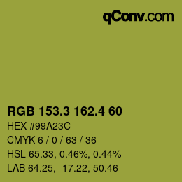 カラーコード: RGB 153.3 162.4 60 | qconv.com