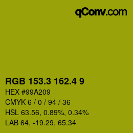 カラーコード: RGB 153.3 162.4 9 | qconv.com