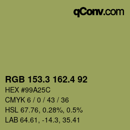 カラーコード: RGB 153.3 162.4 92 | qconv.com