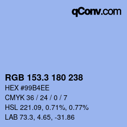 カラーコード: RGB 153.3 180 238 | qconv.com