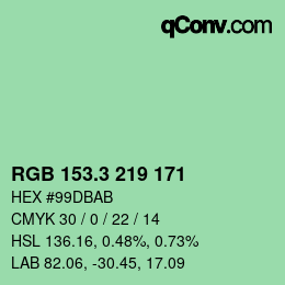 カラーコード: RGB 153.3 219 171 | qconv.com