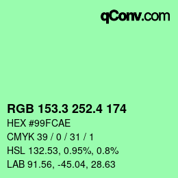 カラーコード: RGB 153.3 252.4 174 | qconv.com