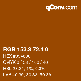 カラーコード: RGB 153.3 72.4 0 | qconv.com