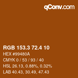 カラーコード: RGB 153.3 72.4 10 | qconv.com