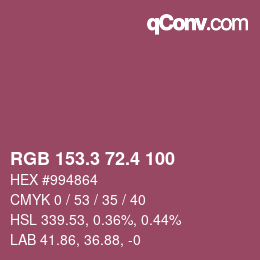 カラーコード: RGB 153.3 72.4 100 | qconv.com