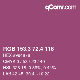 カラーコード: RGB 153.3 72.4 118 | qconv.com