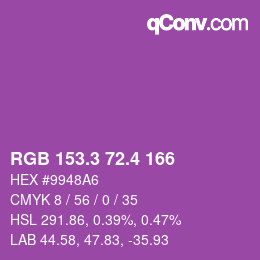 カラーコード: RGB 153.3 72.4 166 | qconv.com