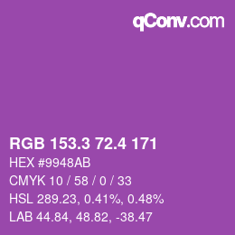 カラーコード: RGB 153.3 72.4 171 | qconv.com