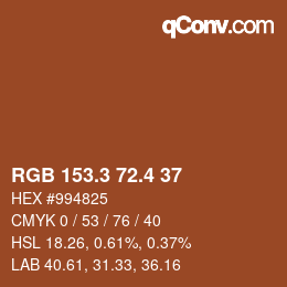 カラーコード: RGB 153.3 72.4 37 | qconv.com