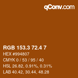 カラーコード: RGB 153.3 72.4 7 | qconv.com