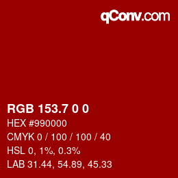 カラーコード: RGB 153.7 0 0 | qconv.com