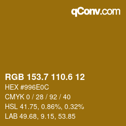 カラーコード: RGB 153.7 110.6 12 | qconv.com