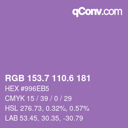 カラーコード: RGB 153.7 110.6 181 | qconv.com