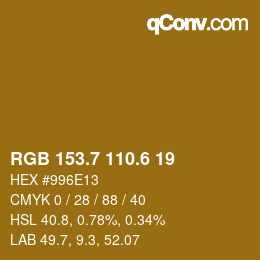 カラーコード: RGB 153.7 110.6 19 | qconv.com