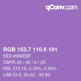 カラーコード: RGB 153.7 110.6 191 | qconv.com