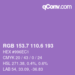 カラーコード: RGB 153.7 110.6 193 | qconv.com