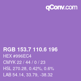 カラーコード: RGB 153.7 110.6 196 | qconv.com