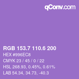 カラーコード: RGB 153.7 110.6 200 | qconv.com