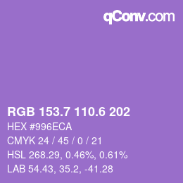 カラーコード: RGB 153.7 110.6 202 | qconv.com