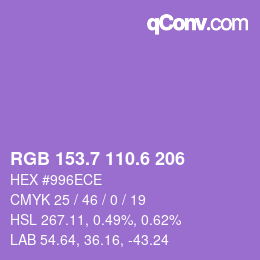 カラーコード: RGB 153.7 110.6 206 | qconv.com