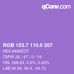 カラーコード: RGB 153.7 110.6 207 | qconv.com