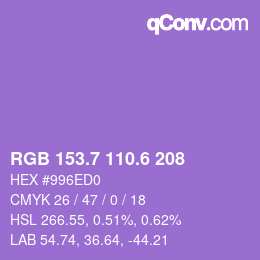 カラーコード: RGB 153.7 110.6 208 | qconv.com