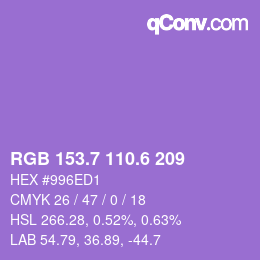 カラーコード: RGB 153.7 110.6 209 | qconv.com