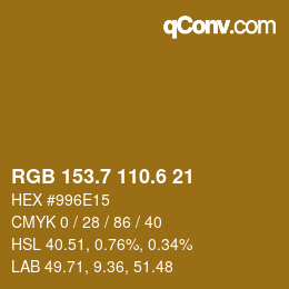 カラーコード: RGB 153.7 110.6 21 | qconv.com