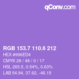 カラーコード: RGB 153.7 110.6 212 | qconv.com