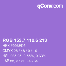 カラーコード: RGB 153.7 110.6 213 | qconv.com