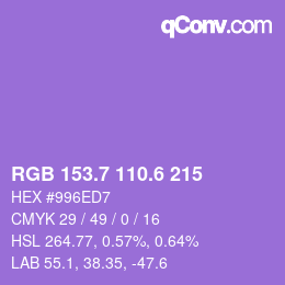 カラーコード: RGB 153.7 110.6 215 | qconv.com