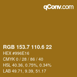 カラーコード: RGB 153.7 110.6 22 | qconv.com