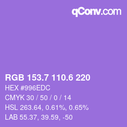 カラーコード: RGB 153.7 110.6 220 | qconv.com