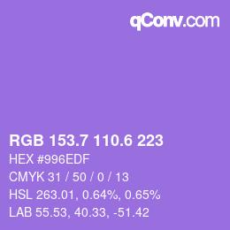 カラーコード: RGB 153.7 110.6 223 | qconv.com