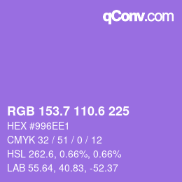 カラーコード: RGB 153.7 110.6 225 | qconv.com