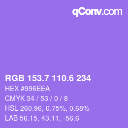 カラーコード: RGB 153.7 110.6 234 | qconv.com