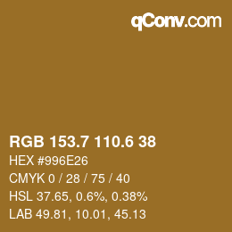 カラーコード: RGB 153.7 110.6 38 | qconv.com