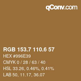 カラーコード: RGB 153.7 110.6 57 | qconv.com